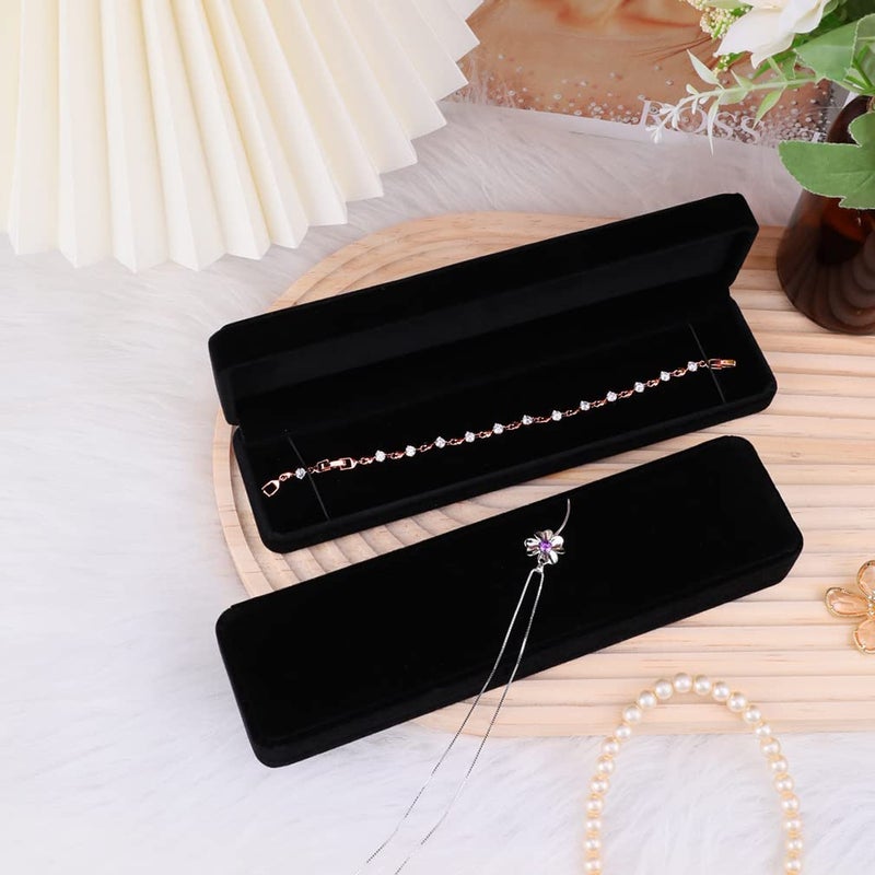 iSuperb Set of 2 Velvet Necklace Box Long Bracelet Box Display Chain Jewelry Box Case 8.7x1.6x2inch for Necklace Storage Gift Box - Image 5